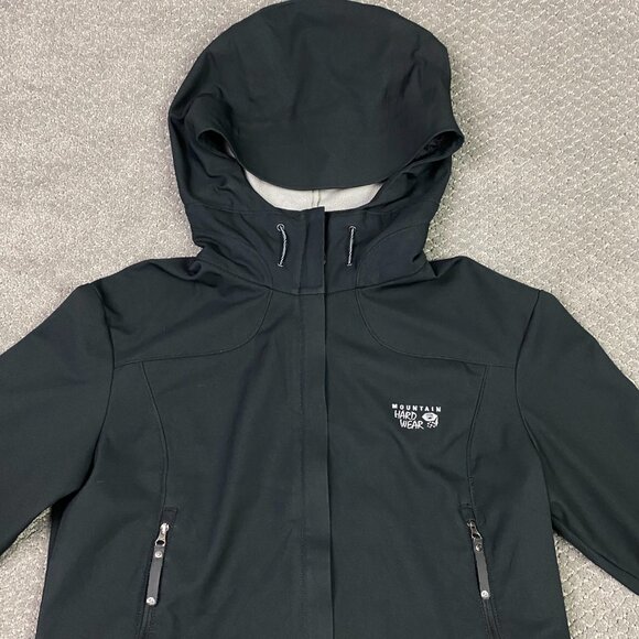 Mountain Hardwear Jacket Women's Large Black Hooded Fleece Lined - Picture 2 of 15